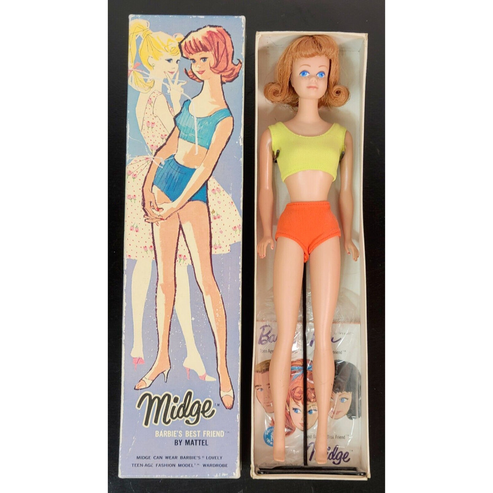 Vintage 1962 Barbie's Best Friend Midge Titan Mattel Swimsuit Doll #860 Japan